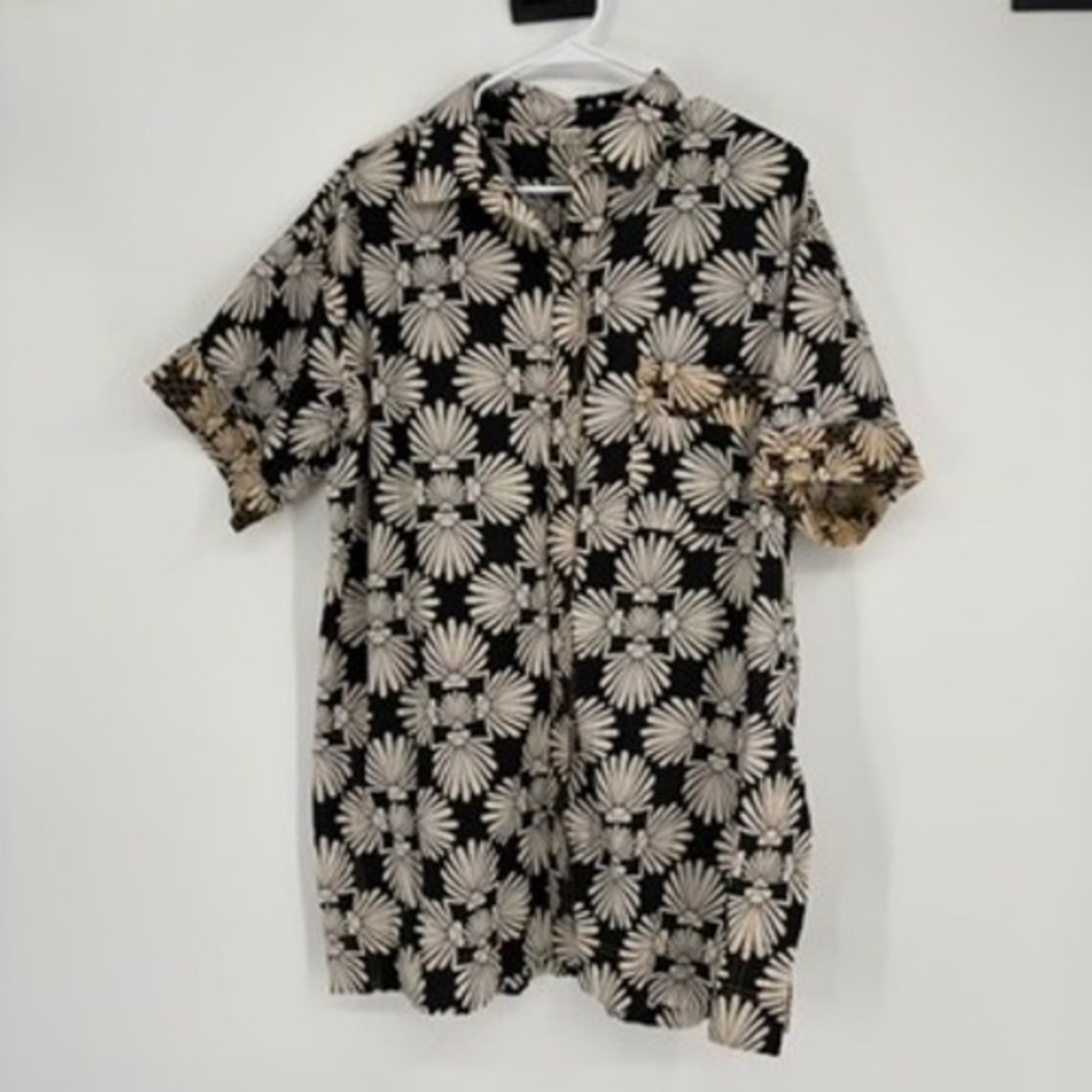 Free People Intimately Beach Party Shirt XS‎ Black White Button Down Cotton Top